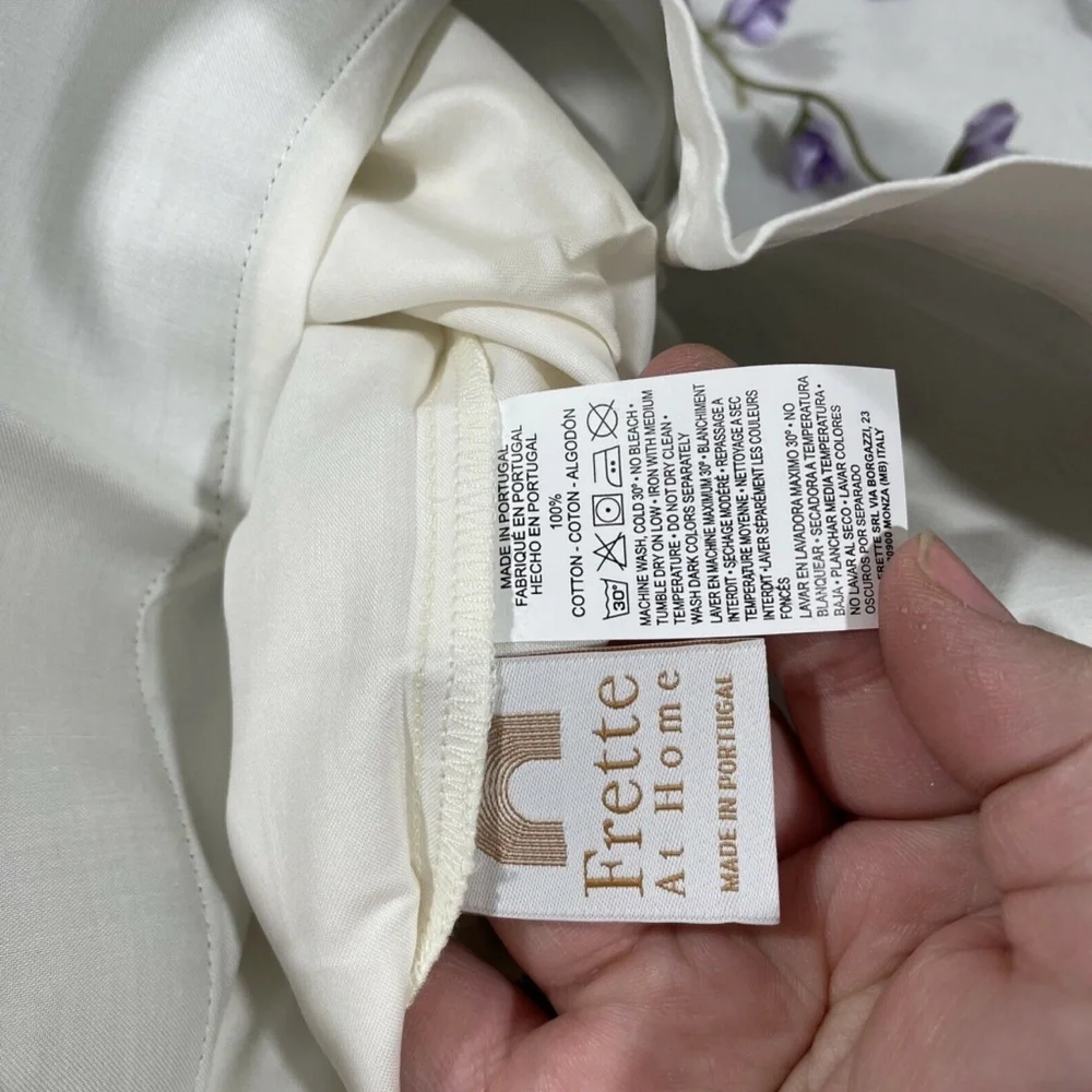 NIB [ 1 King ] Pillowcase for Frette At Home Brenta in Ivory‎ / Sage Green